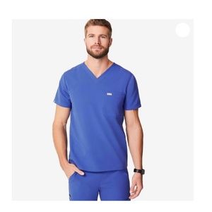 FIGS "Leon two pocket" Scrub Top - Denim